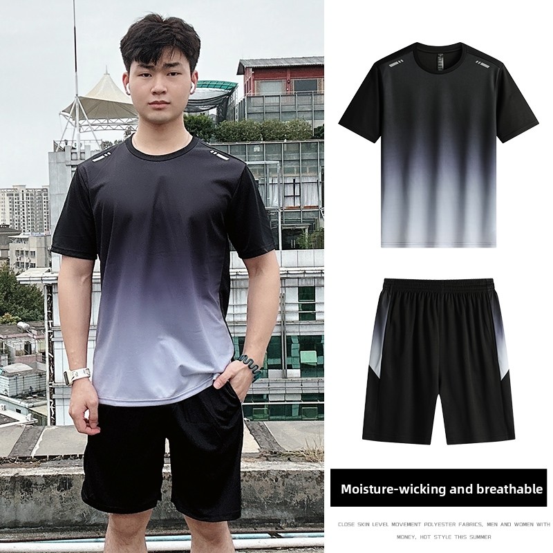 Badminton Youth - ชุดเสื้อยืดแขนสั้นผ้าไหมน้ำแข็ง ชุดยูนิเซ็กซ์ สำหรับฤดูร้อน ระบายอากาศได้ดี เหมาะสำหรับเล่นกีฬาแบดมินตัน ชุดลำลองสำหรับวัยรุ่น