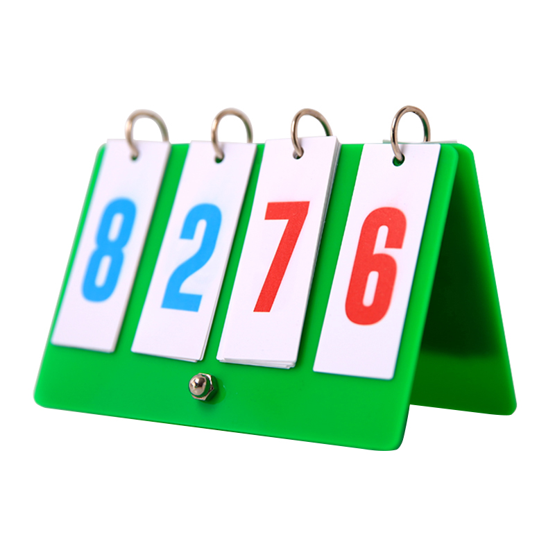 Scoreboard Digital - PVC ป้ายบอกคะแนน 4 หลักสําหรับกิจกรรมกีฬาเกมกระดานพับและแบบพกพาหัวเข็มขัดโลหะแผ่นพลาสติกคู่สี Mini สไตล์